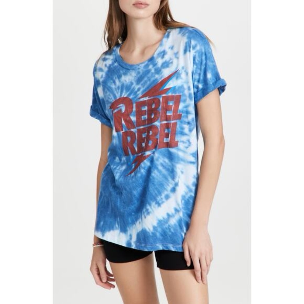 NWT- CHASER David Bowie Rebel Rebel Blue Atlantic Tie-Dye Band Tee Shirt